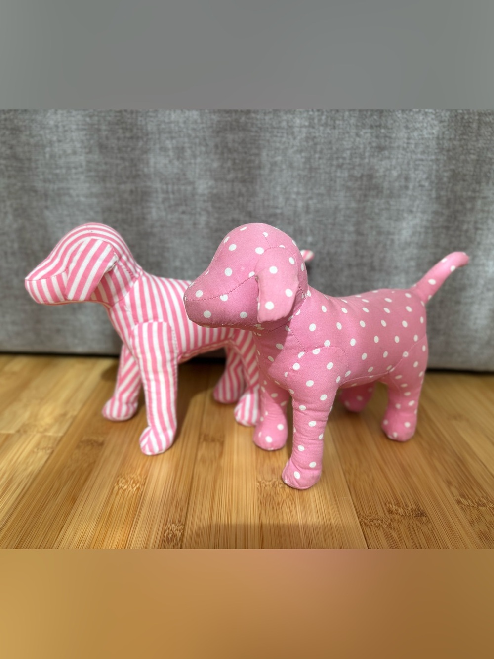 Plush Pink Polka Dot & Stripe Dog Toy Set - Soft Decorative Pets Dog Plush